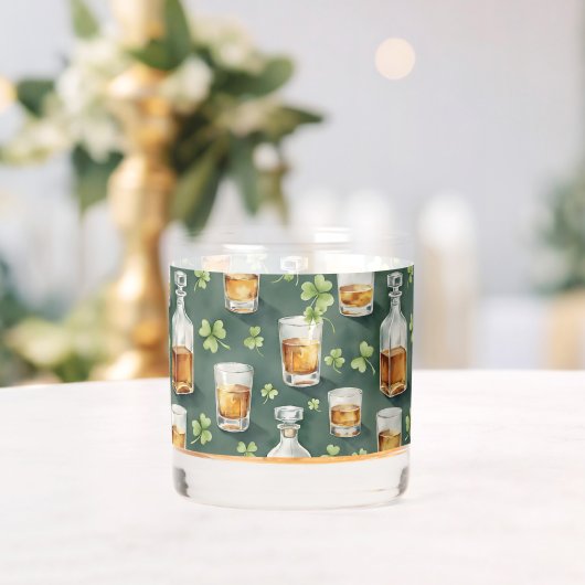St. Patrick's Day Whiskey and Shamrocks Pattern ウイスキーグラス (インサイチュ (ウェディング))