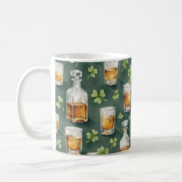St. Patrick's Day Whiskey and Shamrocks Pattern コーヒーマグカップ