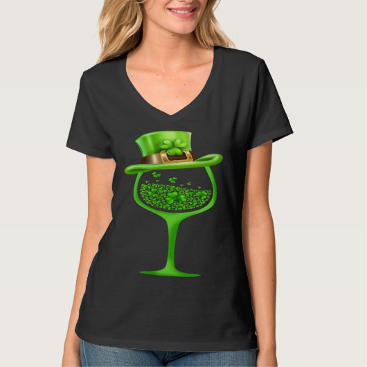 St Patricks Day Wine Glasses C Irish C Shamrock Tシャツ (正面)