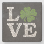 St patricks dayLOVE with shamrock ストーンコースター (正面)
