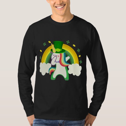 St patricks dayWのレインボーユニコーンのパワー Tシャツ (正面)