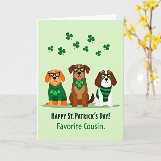 St Patricks Dogs Cousin Card カード (黄色い花)
