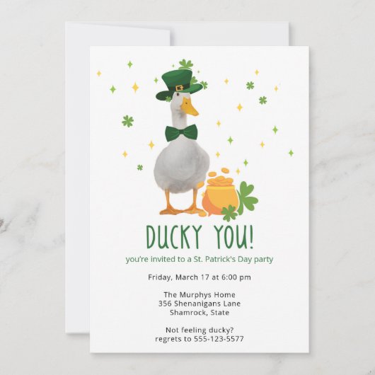 St. Patrick's Ducky You Party Invitation 招待状 (正面)