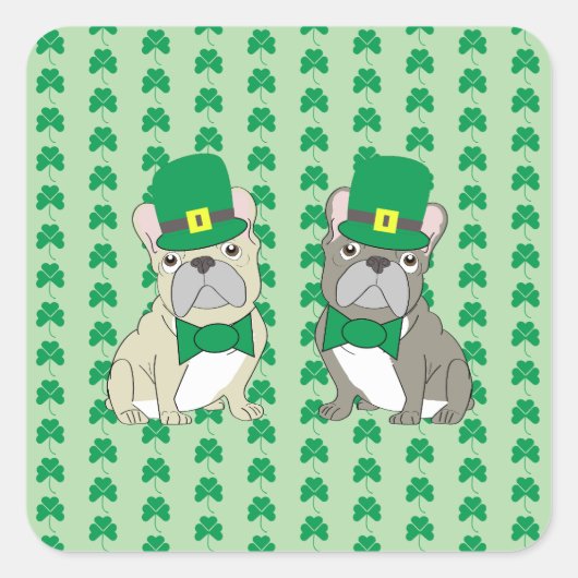 St. Patricks French Bulldogs スクエアシール (正面)