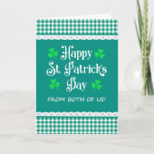 St Patrick's From Both of Us Shamrock Green Checks カード (正面)