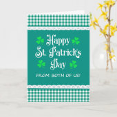 St Patrick's From Both of Us Shamrock Green Checks カード (黄色い花)