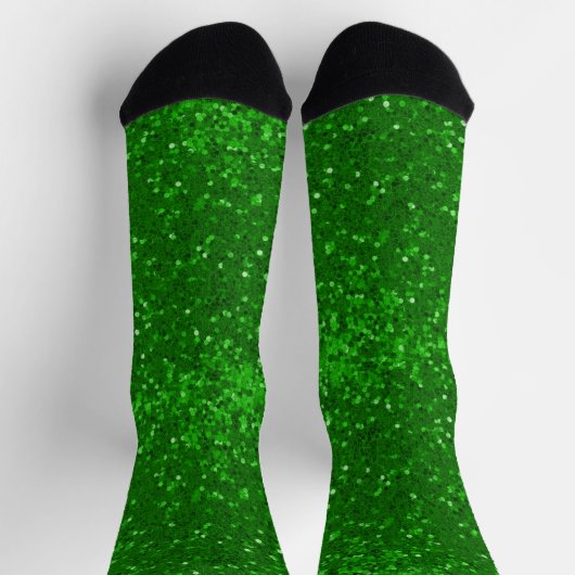 St. Patrick's green sparkling glitter pattern ソックス (上部)