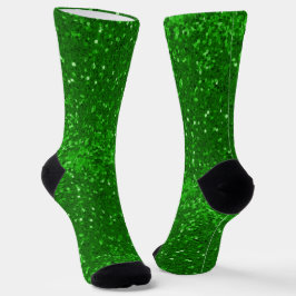 St. Patrick's green sparkling glitter pattern ソックス