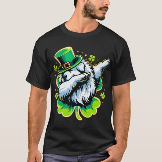 St Patricks Leprechaun Dabbing Great Pyrenees Dog Tシャツ (正面)