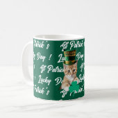 St Patrick's Lucky Day Cute Cat Leprechaun Hat, コーヒーマグカップ (正面左)
