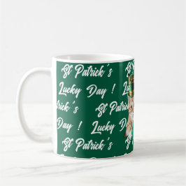 St Patrick's Lucky Day Cute Cat Leprechaun Hat, コーヒーマグカップ
