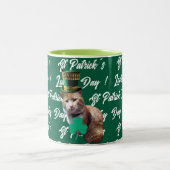 St Patrick's Lucky Day Cute Cat Leprechaun Hat, ツートーンマグカップ (中央)