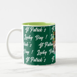St Patrick's Lucky Day Cute Cat Leprechaun Hat, ツートーンマグカップ