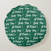 St Patrick's Lucky Day Cute Cat Leprechaun Hat, ラウンドクッション (裏面)