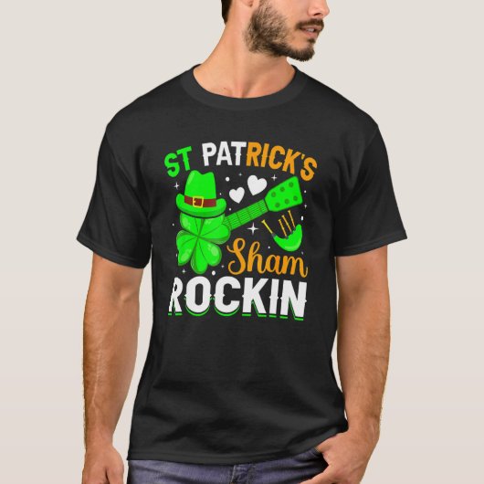 St Patrick's Sham Rockin Shamrock Guitar St Patric Tシャツ (正面)