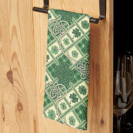  St Patrick's Shamrocks n Intertwined Celtic Knots キッチンタオル