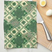 St Patrick's Shamrocks n Intertwined Celtic Knots キッチンタオル