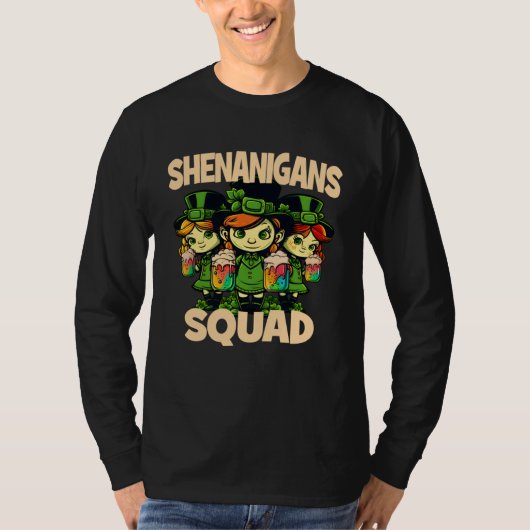 St Patricks Shenanigans Squad Girls Green Proud Ir Tシャツ (正面)