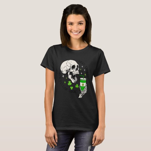 St Patrick's Skeleton Coffee Dead Inside But Feeli Tシャツ (正面フル)