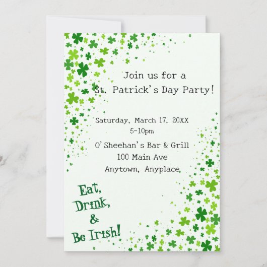 St. Patrick's St. Patty's Day Party Invitation 招待状 (正面)