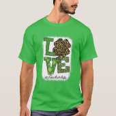 St Patricks Teacher Messy Bun Leopard Bleached Iri Tシャツ (正面)