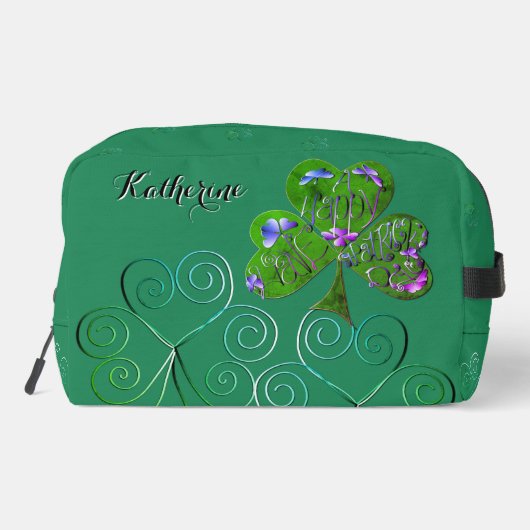 St. Patrick's Teal Shamrocks Print Cut Sew Bag ドップキット (裏面)