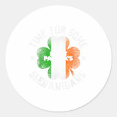 St. Patrick's Time For Some Shenanigans Clover Men ラウンドシール (正面)