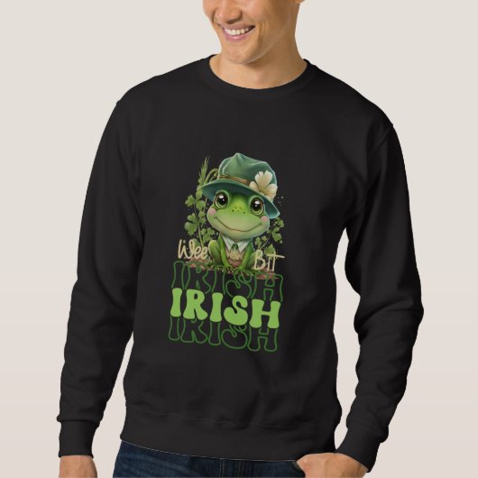 St Patrick's Wee Bit Irish Cute Frog With Hat & Sh スウェットシャツ (正面)