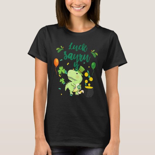 St Patricku2019sレックスラッキーSaurus恐竜St Pat Tシャツ (正面)
