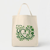 St Pattys Heart Clover Stethoscope Nurses Initials トートバッグ (正面)