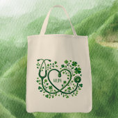 St Pattys Heart Clover Stethoscope Nurses Initials トートバッグ