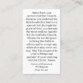 St. Paulカスタマイズ可能な祈りの言葉カード コーリングカード (裏面)