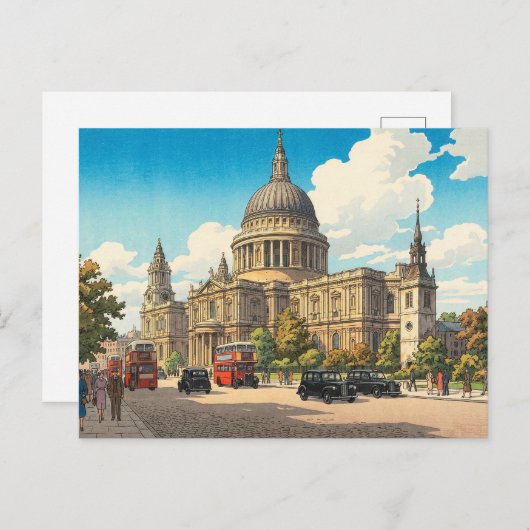 St Pauls Cathedral Japanese Woodblock Print ポストカード (正面/裏面)