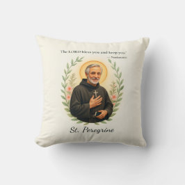 St. Peregrine Feast Day Blessings Watercolor Wreat クッション