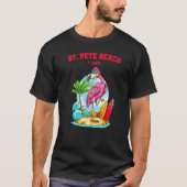 St Pete Beach Flamingo Surfboard Tシャツ (正面)