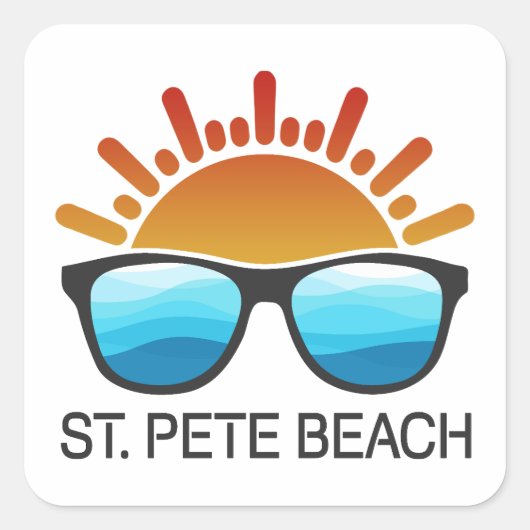 St. Pete Beach Florida Sunglasses スクエアシール (正面)