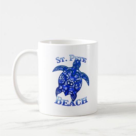 St Pete Beach Florida Vacation Tribal Turtle コーヒーマグカップ (左)