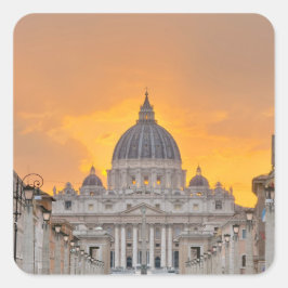 St. Peter's Basilica at Sunset, Vatican City スクエアシール