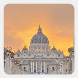St. Peter's Basilica at Sunset, Vatican City スクエアシール