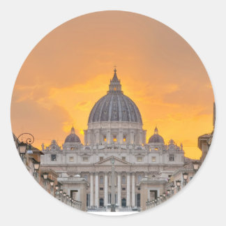 St. Peter's Basilica at Sunset, Vatican City ラウンドシール