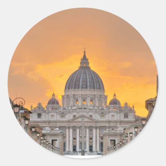 St. Peter's Basilica at Sunset, Vatican City ラウンドシール (正面)