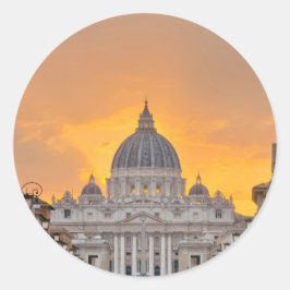 St. Peter's Basilica at Sunset, Vatican City ラウンドシール