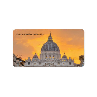 St. Peter's Basilica at Sunset, Vatican City ラベル