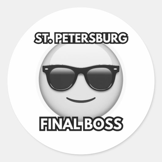 St. Petersburg Final Boss Cool Emoji Sticker ラウンドシール (正面)