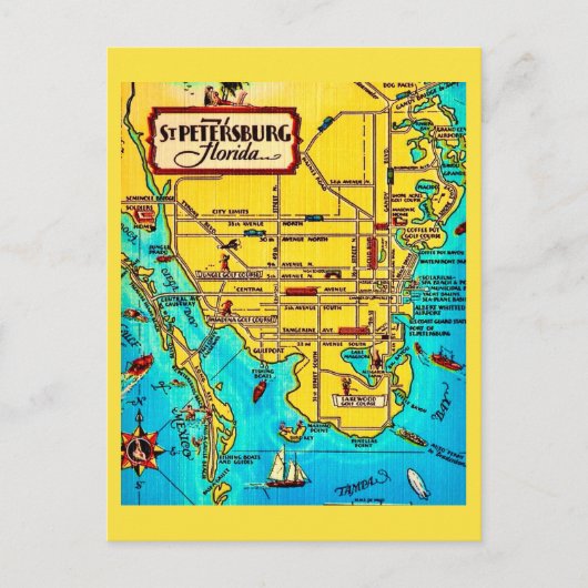 St. Petersburg  Map Vintage Postcard ポストカード (正面)