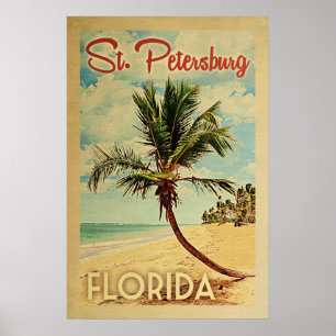 St Petersburg Poster Palm Tree Vintage Travel ポスター