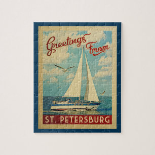 St. Petersburg Sailboat Vintage Travel Florida ジグソーパズル