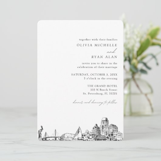St. Petersburg Wedding Elegant Skyline Invitation 招待状 (スタンド正面)