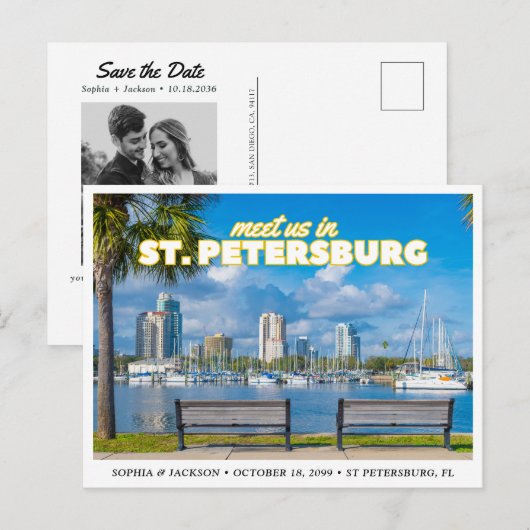 St. Petersburg Wedding Save the Date Postcard ポストカード (正面/裏面)