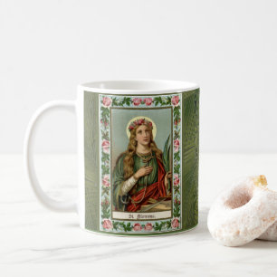 St. Philomenaのピンクのバラのやしコード コーヒーマグカップ